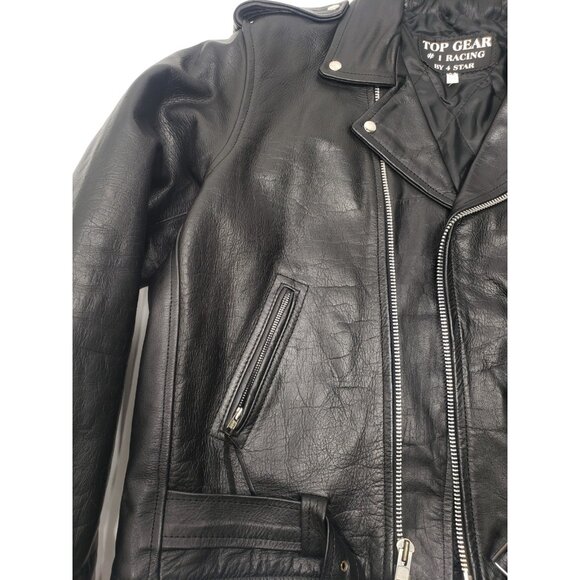 Top Gear #1 Racing By 4 Star Leather Motorcycle Jacket Size 46 Made In Pakistan - Picture 3 of 15